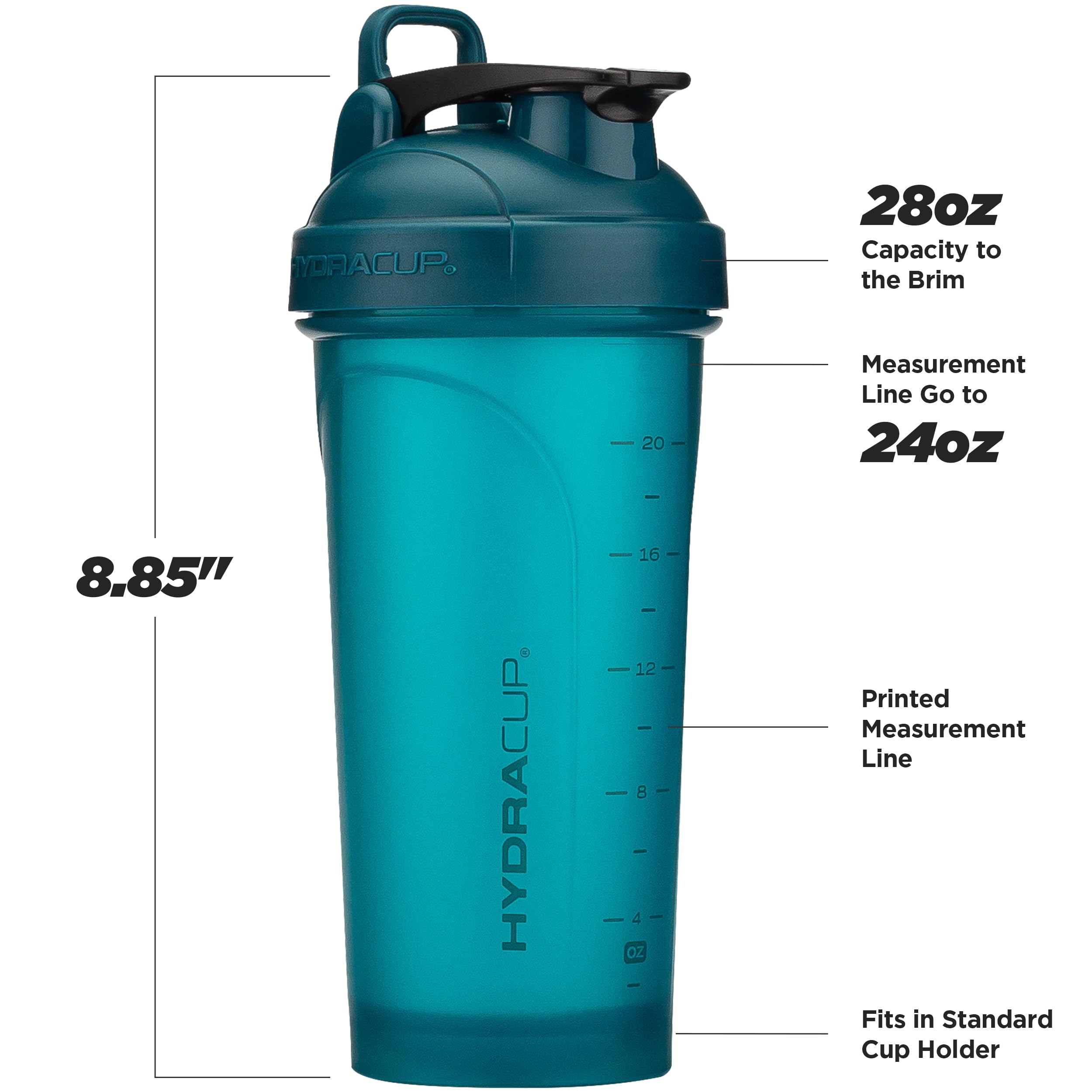 Hydra Cup ProFlow Shaker Bottles 6-Pack (28oz) | Protein Shaker Cups with Whisk Ball, Leak-Proof Lid, Hidden Carry Handle | BPA-Free Gym Mixer for Protein Powder, Mixing Supplements, Fresh Colors