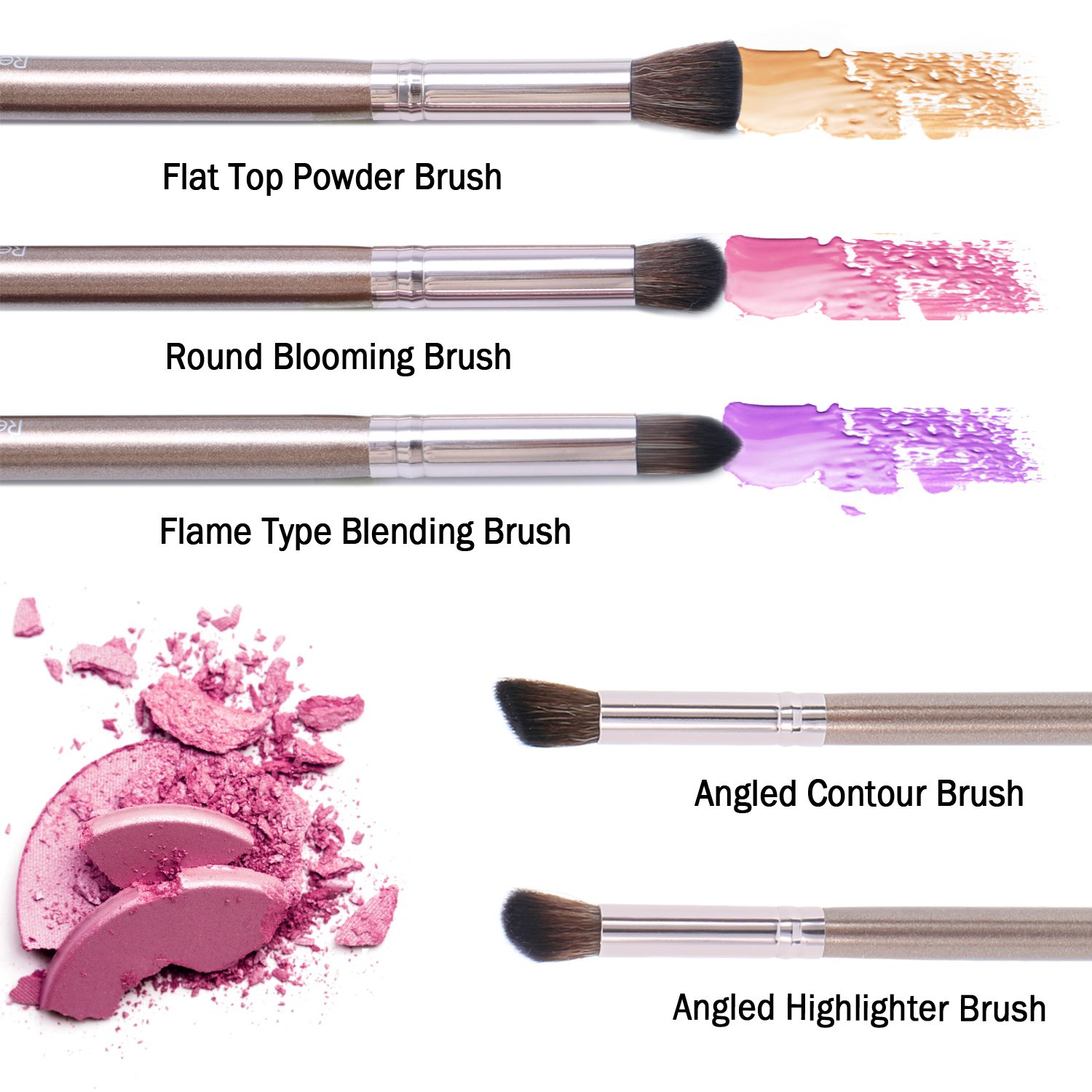 ZaKitane Makeup Brush Set Premium Synthetic Kabuki Cosmetics Foundation Makeup Foundation Eyeliner Blush Contour Brush for Powder Brush Makeup Brushes Kit(10pcs, Coffee)