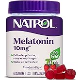 Natrol Melatonin 10 mg Gummies, Sleep Support for Adults, 60 Gummies | Supplement to Fall Asleep Faster &amp; Stay Asleep Longer, Wake Up Refreshed, 100% Drug-Free, Strawberry-flavored, 30 Day Supply