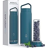 Infusion Pro Fruit Infuser Water Bottle - Vacuum Insulated (20 oz) Stainless Steel : Fruit Infusion Recipe eBook : Bottom Loading for More Flavor : Easy Cleaning : Great Gift