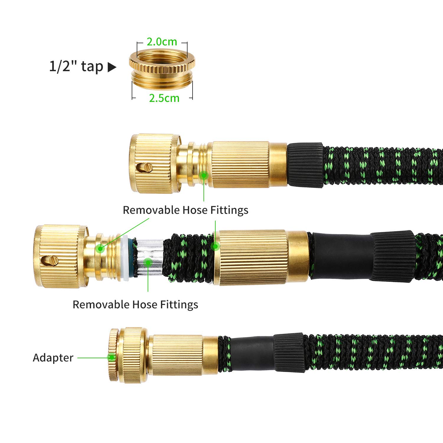 Uverbon Gartenschlauch Ausziehbar 30M/ 100FT Wasserschlauch mit Massivem Messing Steckverbinder, Triple Latex Core 9-Pattern Sprühdüse, Starke und Flexible Schlauch für Garten, Rasen