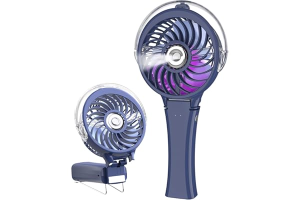 HandFan Portable Handheld Misting Fan, Rechargeable Personal Mister Fan, Battery Operated Spray Water Mist Fan, Foldable Mini