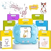Spanish & English Talking Flash Cards for Toddler, Bilingual Flash Cards Learning Montessori Toys with 224 Sight Words, Speech Therapy Toys for Children Sensory Preschool Education