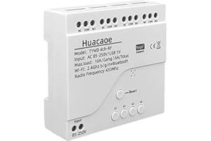 HUACAOE Tuya 4 Channel Updated USB 5V/AC 85-250V, Momentary Inching Self-Locking Relay Module,Tuya App Remote Control,WiFi RF Bluetooth Switch Module,Dry Contact,Compatible with Alexa Goolge Home
