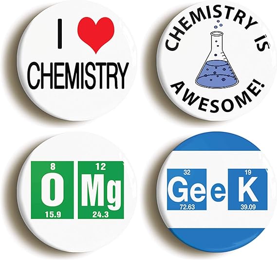 CHEMISTRY AWESOME SCHOOL SCIENCE BADGE BUTTON PIN SET (Size is 1inch