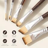 Nicpro 12Pcs Artist Paint Brush Set Premium Taklon Wood Handle view 4