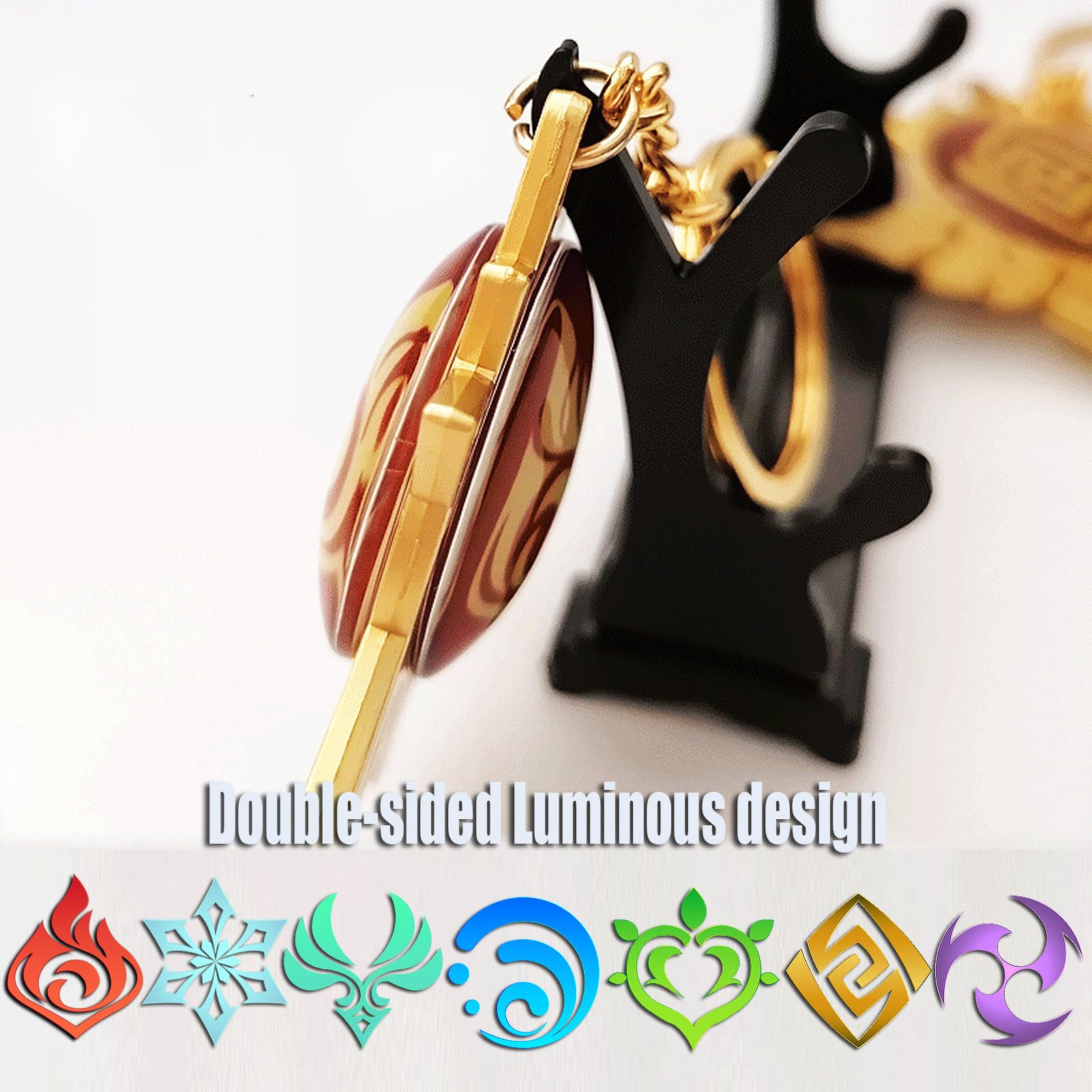 DS Impact Luminous Necklace Gold Mondstadt and Liyue Inazuma Vision Chain Pendant Necklaces Character Cosplay Game Figure Costume Accessories Eye of God Gift box packaging-Dendro 7