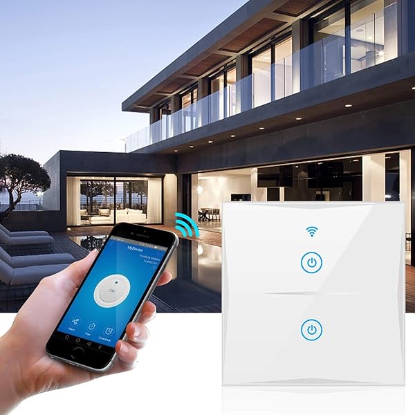 Interruptor de luz inteligente wifi compatible con Alexa pantalla tctil de cristal con aplicacin Smart Life Google Home Timging Fuction no requiere hub blanco 24 GHz N Wire Needed 2 vas