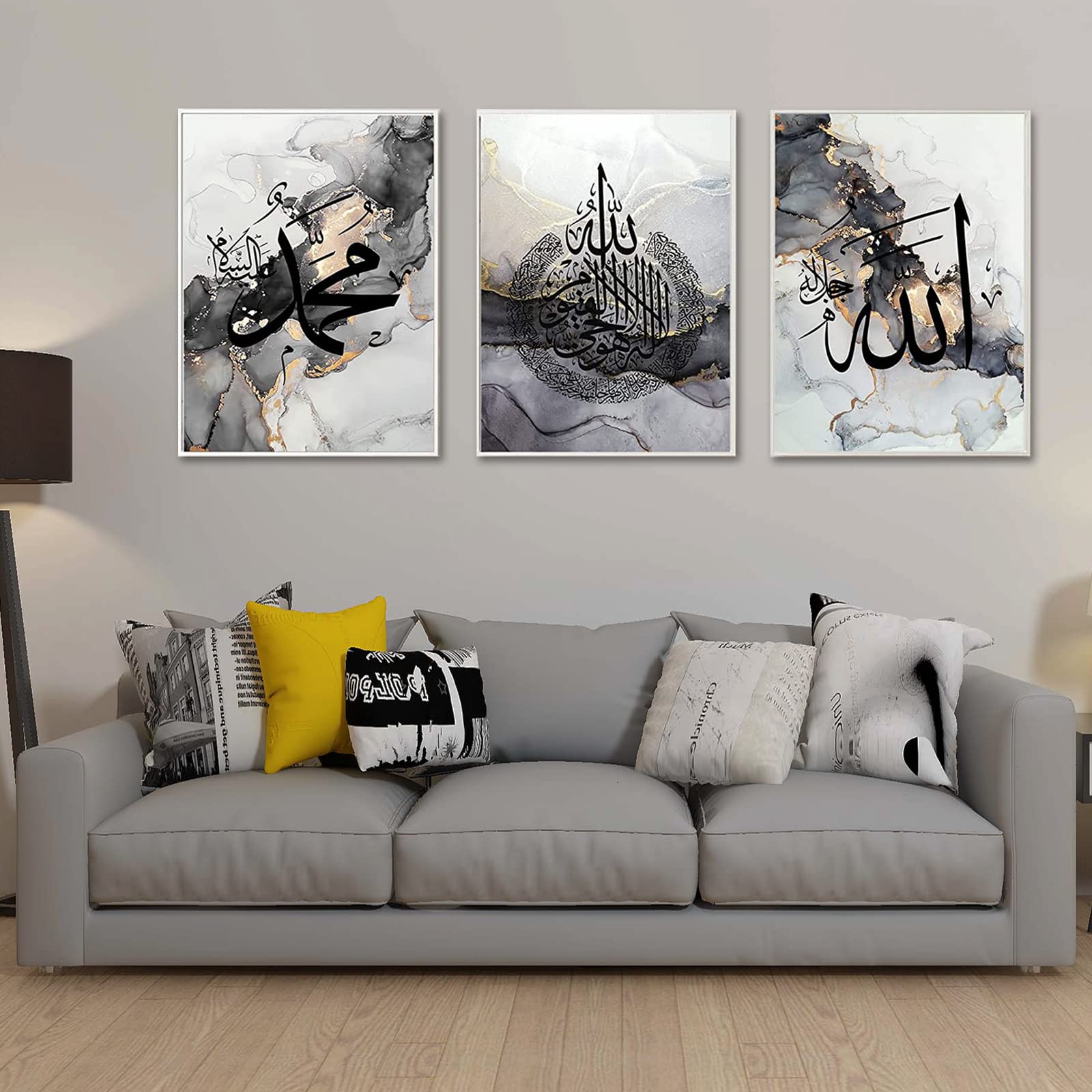 Islamic Wall Pictures Decoration Set, Modern Arabic Calligraphy Canvas Painting Poster, No Frame (40 x 60 cm — image 1