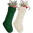 YOGINGO 2 Pack Christmas Stockings - Personalized Christmas Stockings, 18 Inches Large Christmas Stocking Hold All Surprises, Knitted Gift Stockings & Farmhouse Christmas Decor