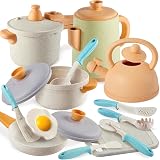 BUYGER Pretend Play Kitchen Set Pots Pans Utensils Kids Toys 3+ Years view 1