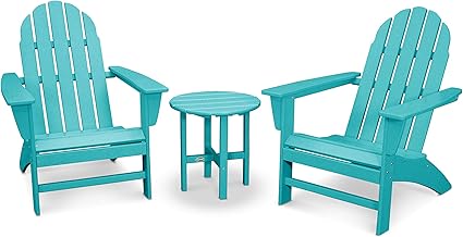 Amazon Com Polywood Vineyard 3 Piece Adirondack Chair Set With Side Table Garden Outdoor