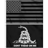 KENPMA All Black Out American Flag - Don't Tread On Me Gadsden Flag 3x5 ft 2-Pack Wall Banners House Porch Yard Lawn Decorative Sign US Outdoor Flag with Grommets - Printed Polyester Fade Proof
