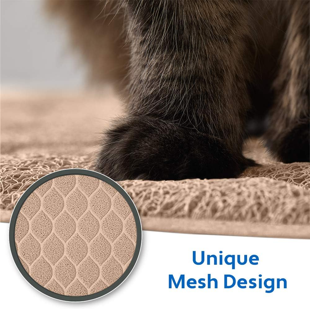 MIGHTY MONKEY Premium Cat Litter Mat, Best Scatter Control, Jumbo XL Sizes, 35x23 inches, Mat Catches Litter, Easy Clean, Soft on Kitty Paws, Taupe: Pet Supplies