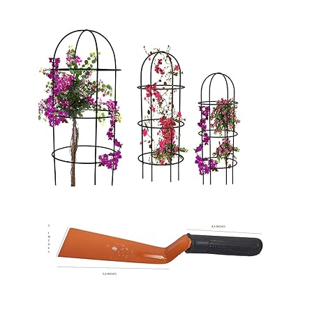 Green Touch Obelisk Trellis for Plant Support and Plant Stand - Set of 3 Plant Stand Stem Suppport with Free GARDENIING Khurpi/Khurpa