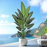 7FT Artificial Bird of Paradise Tree 82 Inch Tall Faux Silk Plants Banana Leaf with 19 Trunks in Black Pot for Home Decor Living Room Office Bedroom