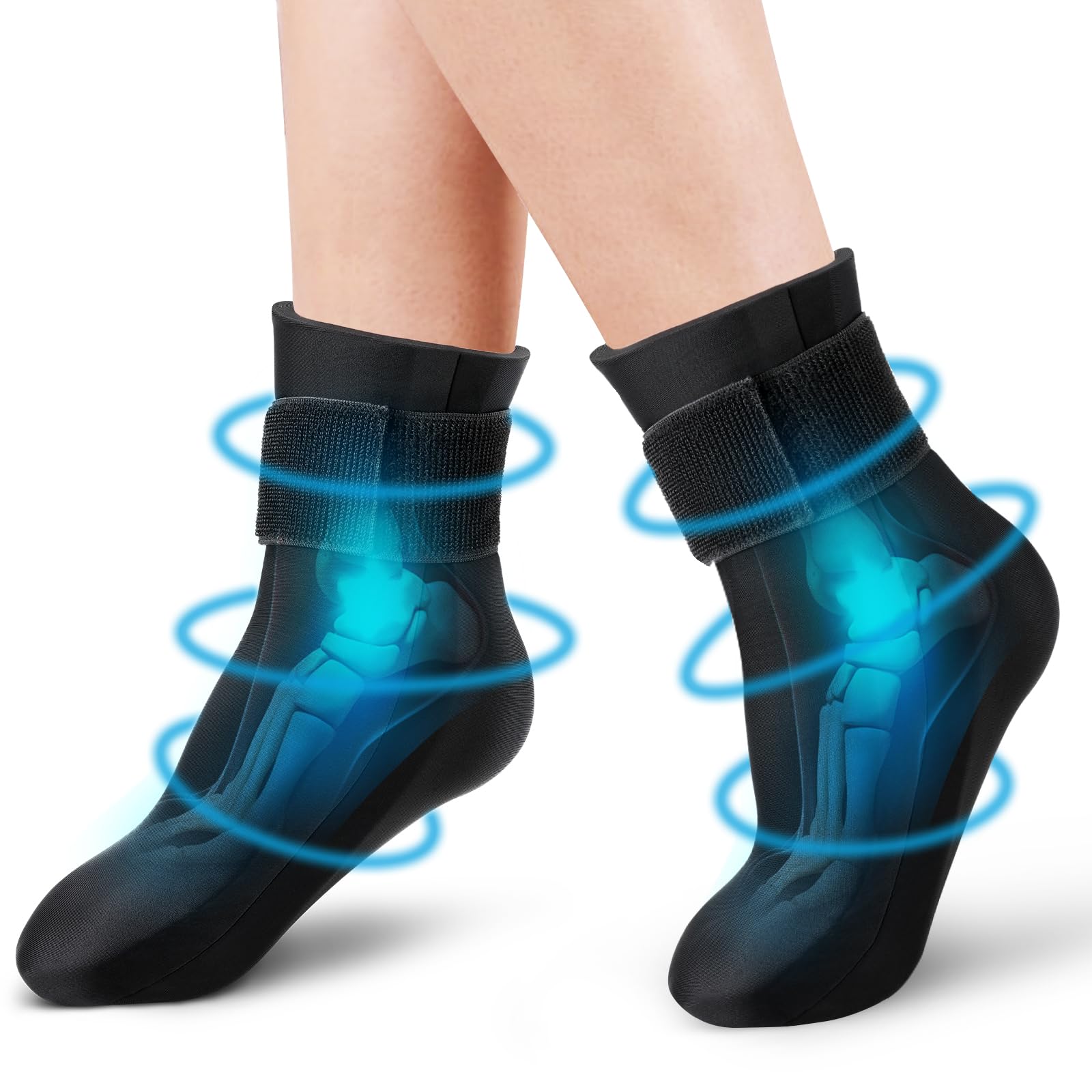 Photo 1 of Tolaccea Ankle Foot Ice Pack Wrap for Injuries, Reusable Gel Cold Therapy Sock with Hot & Cold Therapy, Instant Pain Relief for Achilles Tendonitis, Plantar Fasciitis, Foot Heel (Medium (Pack of 2))