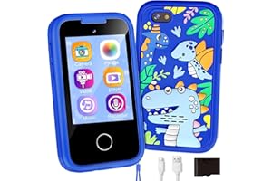 ASIUR Kids Phone Toy Gift for Girls 3 4 5 6 7 8 Years Old, Toddler Smart Phone Dinosaur Learning Toys - Pretend Play Phones with Educational Games, MP3 Music Player, Birthday Gifts for Boys Age 3-8