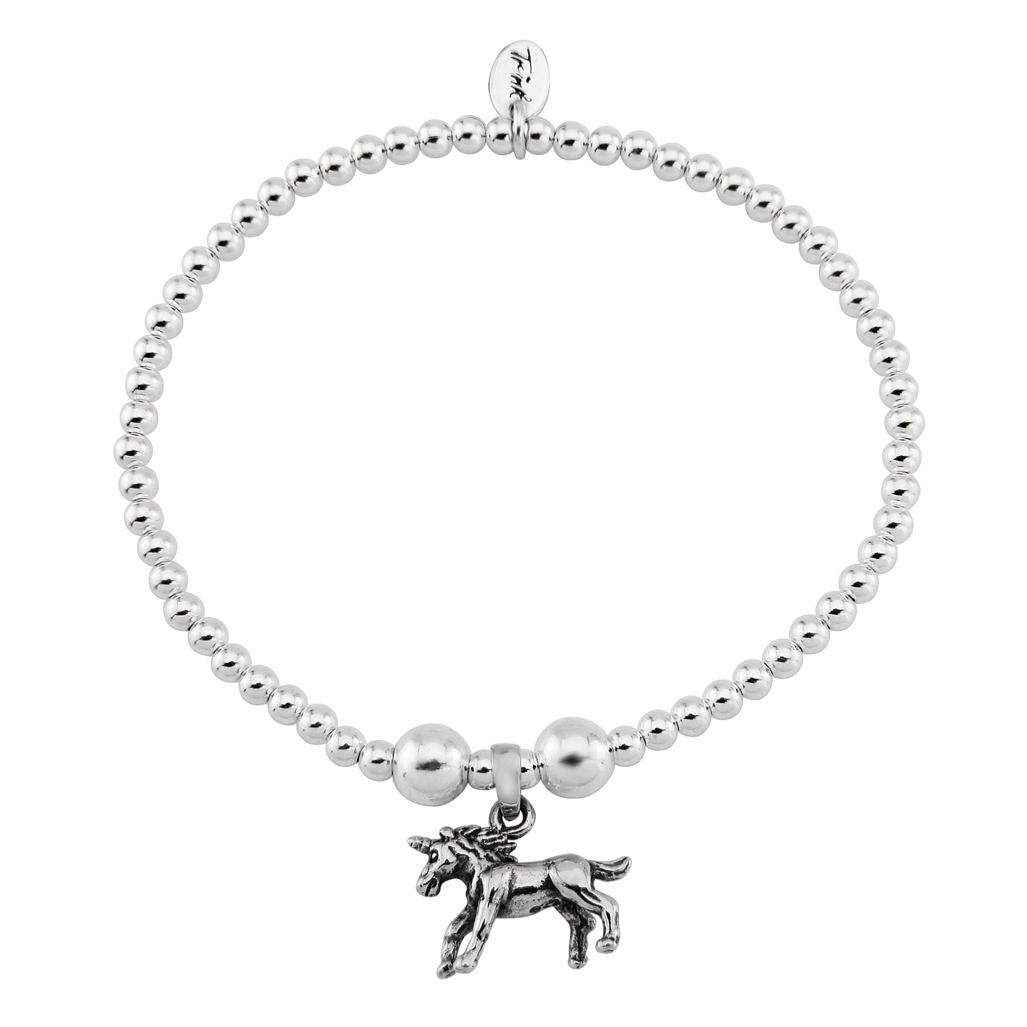 TRINK Brand Unicorn Sterling Silver Beaded Charm Bracelet