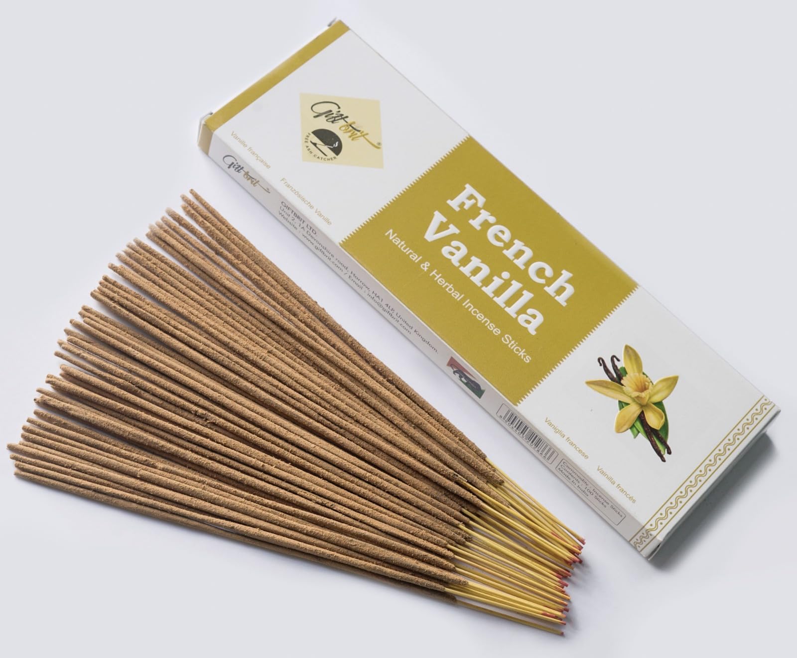 Giftbrit French Vanilla Fragrance Natural & Herbal Incense Sticks 100 Sticks With Incense Holder For Meditation, Yoga, Church, Relaxation, Healing and Positivity