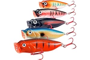 XBLACK Fishing Lures Set Minnow Crankbaits Pencil Jointed Popper VIB Lures Fishing Lures Kit 5PCS for Bass Trout in Saltwater and Freshwater, XBLACK Baits, Catch Big Fish!…