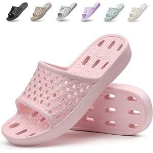Xomiboe Shower Shoes For Men Women, Quick Dry Shower Slippers for Bathroom | Non Slip Lightweight EVA, With Drain Holes, Wide