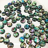 100PCS Round Abalone Shell Cabochons Natural Abalone Flat Loose Beads for Jewelry Making and Nail Art Design, 10mm