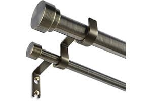 Wolistsa Antique Bronze Double Curtain Rod, Extra Long Dual Curtain Rods for Windows 72 to 144 Inch, 1 Inch Adjustable Heavy 