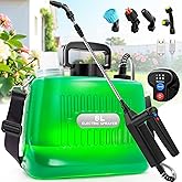 Battery Powered Sprayer 2 Gallon, 2025 New Electric Garden Sprayer with 3 Spray Force, Battery Indicator, Rechargeable Handle, 23.6" Telescopic Wand,4 Mist Nozzles,Shoulder Strap, for Lawn and Garden