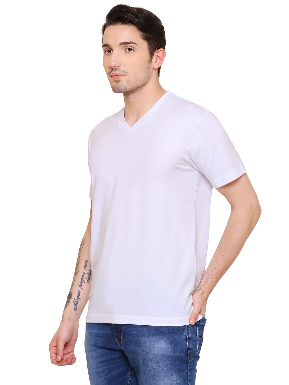 bouldfit men's v-neck t-shirt solid (colour - white)