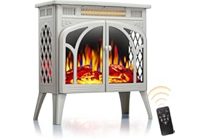 XBEAUTY Electric Fireplace Heater Portable Electric Fireplace Heater Indoor,Beige