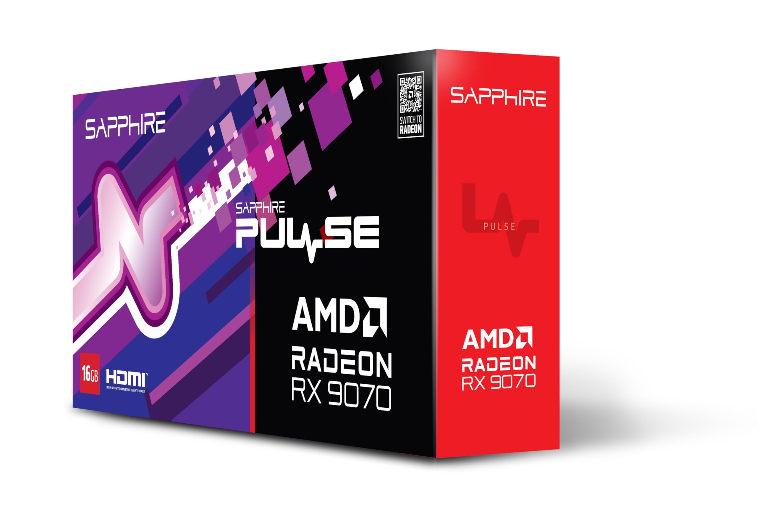 Sapphire Pulse Radeon RX 9070 AMD 16 GB GDDR6 Grafikkarte 16.384 MB SAPPHIRE PULSE OC GBGrafikkategorie: Gaming High-End Grafikfamilie: Modell: RADEON Grafikspeicher Grösse: Schnittstelle