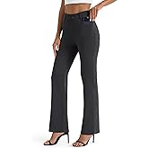 AFITNE Women's Yoga Dress Pants Stretchy Work Slacks Straight Leg Office Casual Pull On Pants 27"/29"/31"/33"