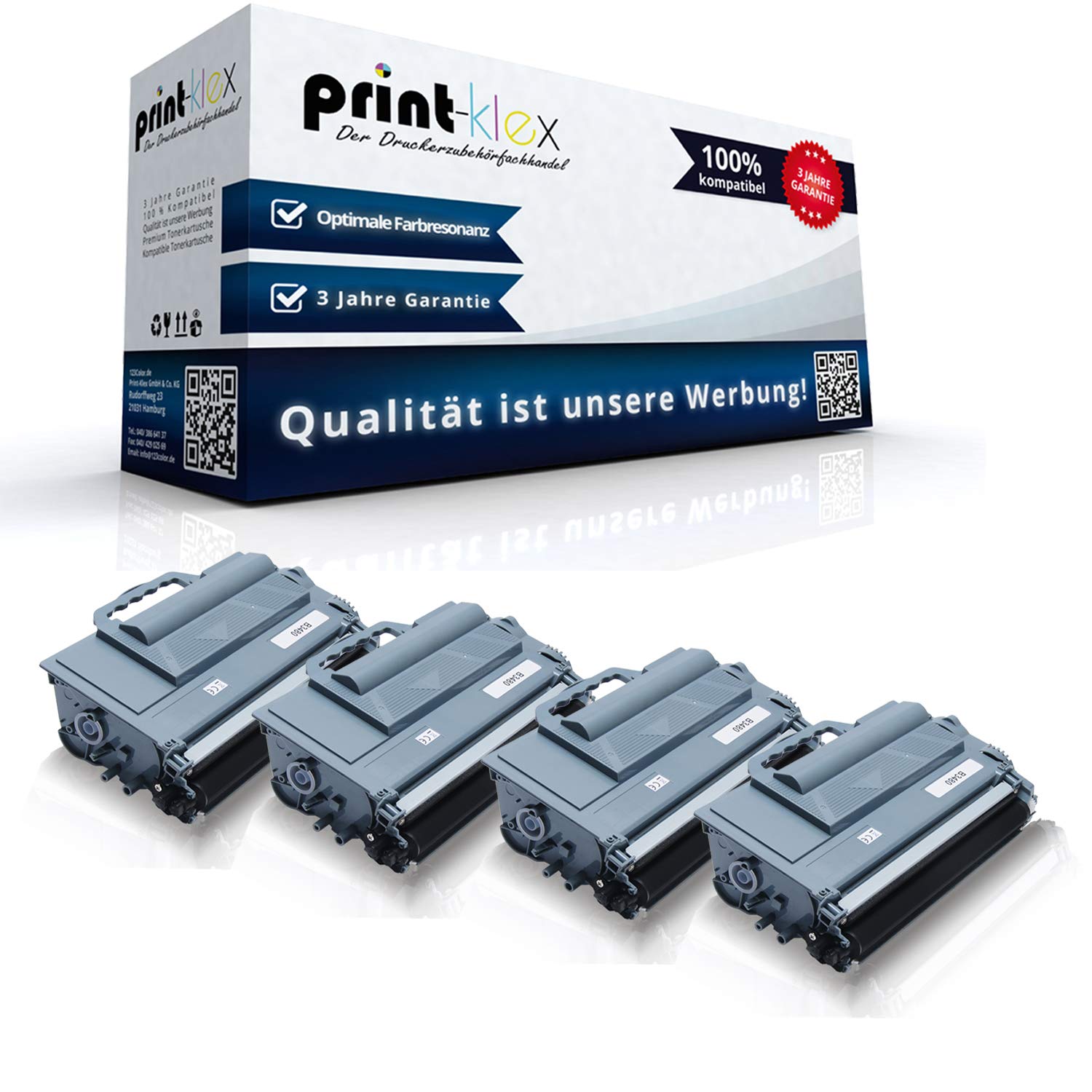 4 x Compatible Toner Cartridges for Brother DCP-L 5500 DN DCP-L 6600 DW TN3480 TN-3480 TN 3480 Black - Office Plus Series