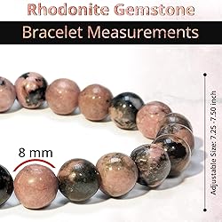 Rhodonite Gem Semi Precious Beads Bracelet