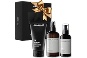 HommeFace Men’s Daily Trio 3-Step Daily Routine Set with Face Wash, Herbal Spray Toner & Moisturizer - Korean Skincare Technology with CICA, Tea Tree Leaf & Witch Hazel Extracts, for All Skin Types
