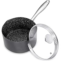 MICHELANGELO 3 Quart Saucepan with Lid, Hard Anodized Sauce Pan with Straining Lid & Pour Spouts for Easy Pour, Small…