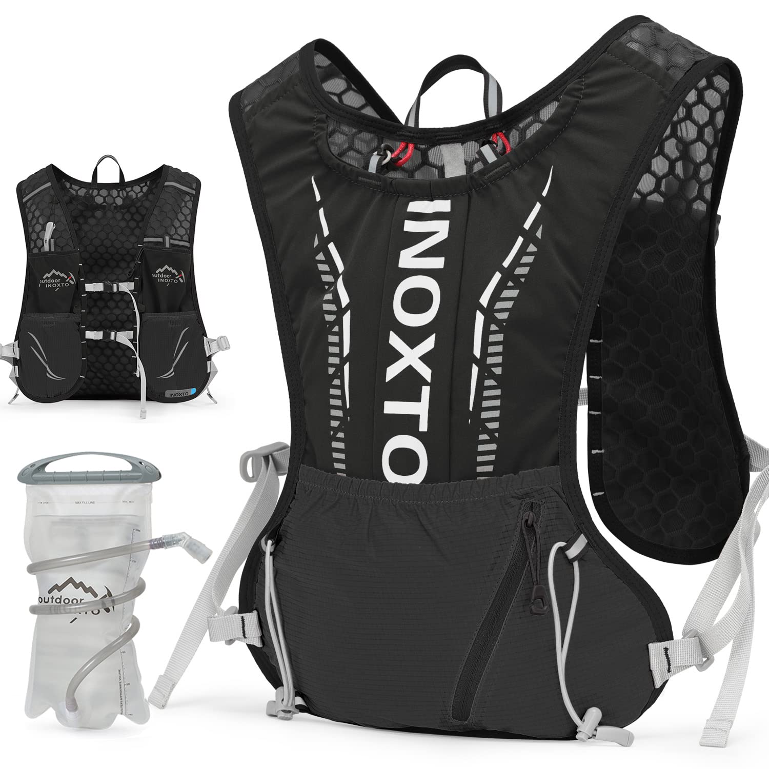 Photo 1 of INOXTO Hydration Vest Backpack,Lightweight Water Running Vest Pack with 1.5L Water Bladder Bag Daypack for Hiking Trail Running Cycling Race Marathon for Women Men