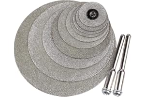 Wolfride 10Pcs Diamond Cutting Wheel Cutting Discs for Rotary Tool Disc Drill Blades and Mandrel for Glass Tile Metal