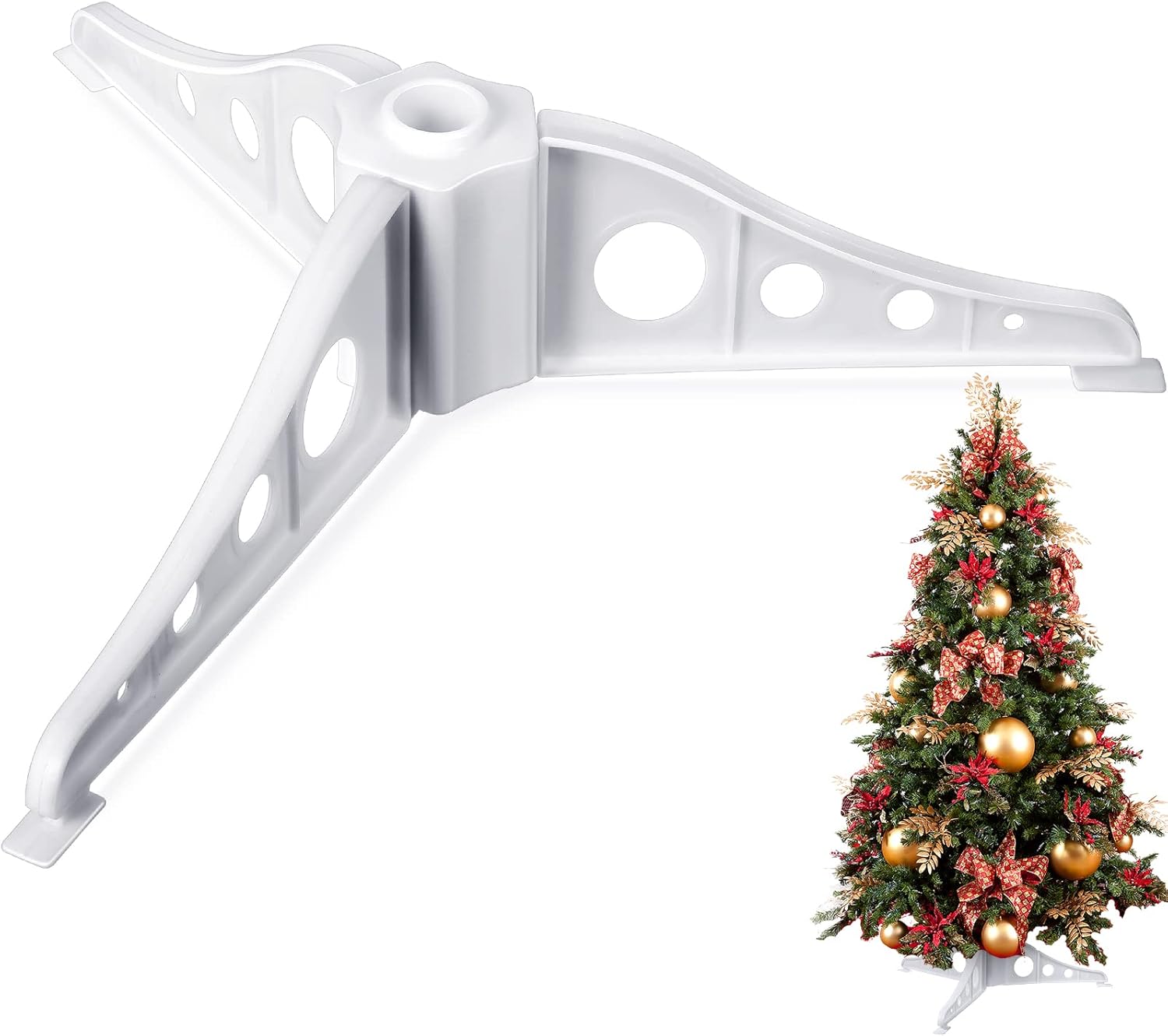 Tree Stands - Poeuo Christmas Tree Stand Plastic Legs Replacement White Artificial Xmas Base Holder for Trees 0.75'' in Diameter