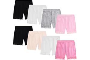 Girls Shorts, 8 Pack Lace Shorts Breathable Safety Dance Underwear for Toddler Girls(1-10 Years) Undershorts