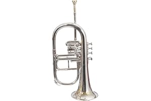 Flugel Horn 4 Valve Brass Instrument with Warm Tone, Smooth Valves, for Musicians and Students.