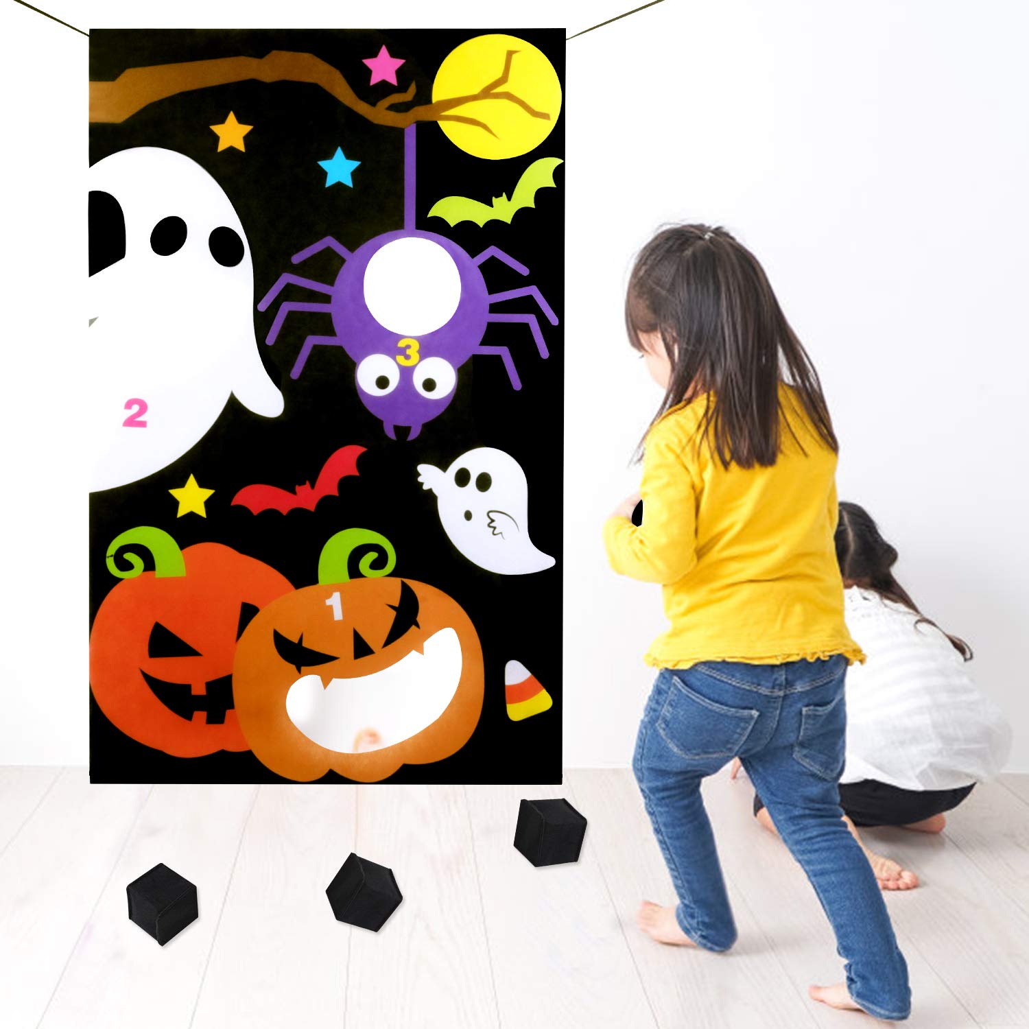 Legendog Halloween-Wurfspiel-Set, Mehrzweck-Halloween-Spieltür-Banner mit Wurfbällen