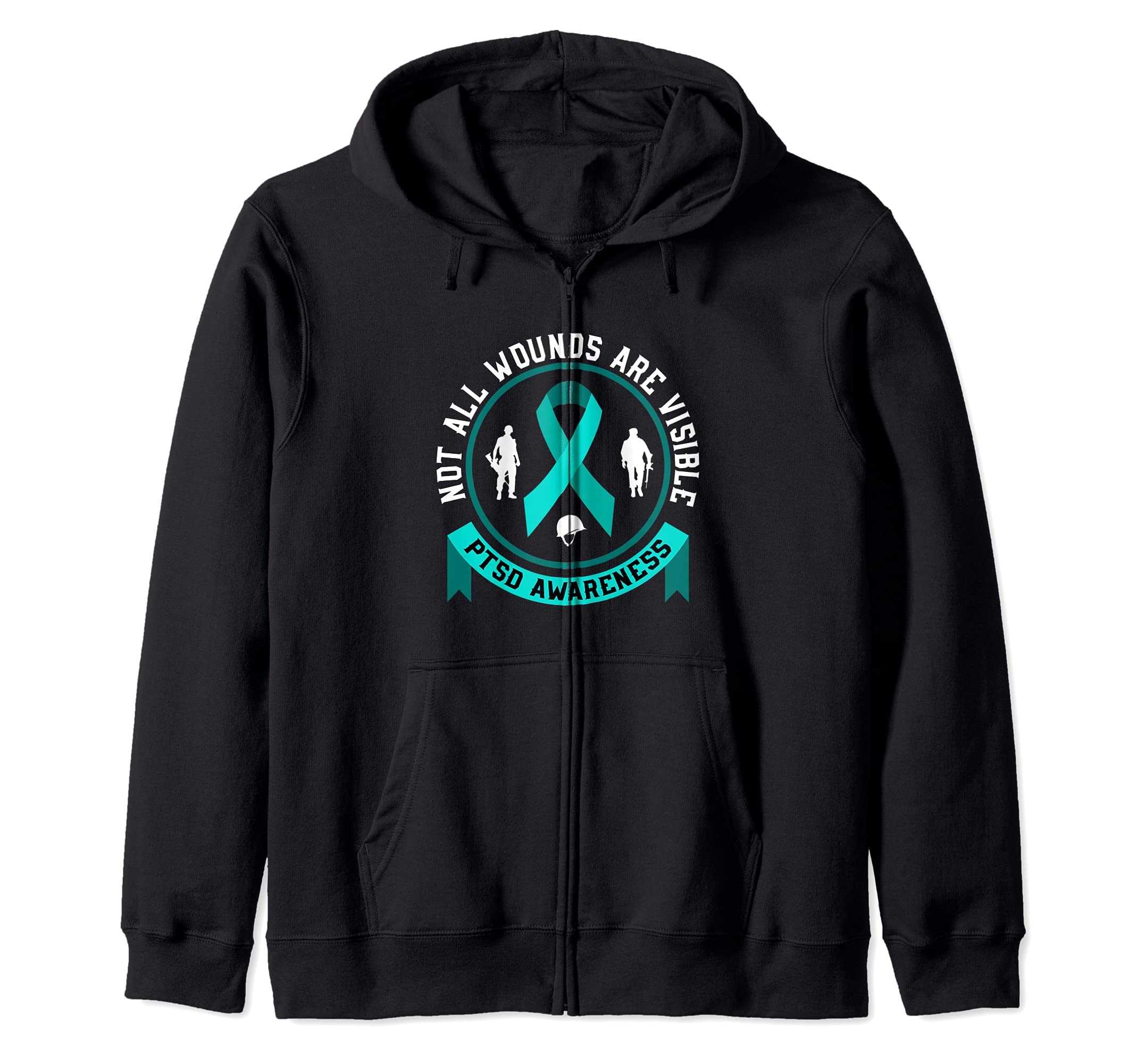 PTSD Awareness Month Not All Wounds Support Veterans Health Zip Hoodie