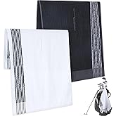 Vabean 2 Pcs 22 x 44 Large Golf Towel Caddie Style Center Cut Caddy Hanging Fast Drying Golf Club Cotton and Polyester Blend Camping Towels(Black-White, Dark Gray-White)