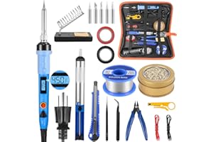 Electronics Soldering Iron Kit, SREMTCH 80W LCD Digital Soldering Gun with Adjustable Temperature Controlled and Fast Heating Ceramic Thermostatic Design, ON-Off Switch 20pcs Solder Kit Welding Tool