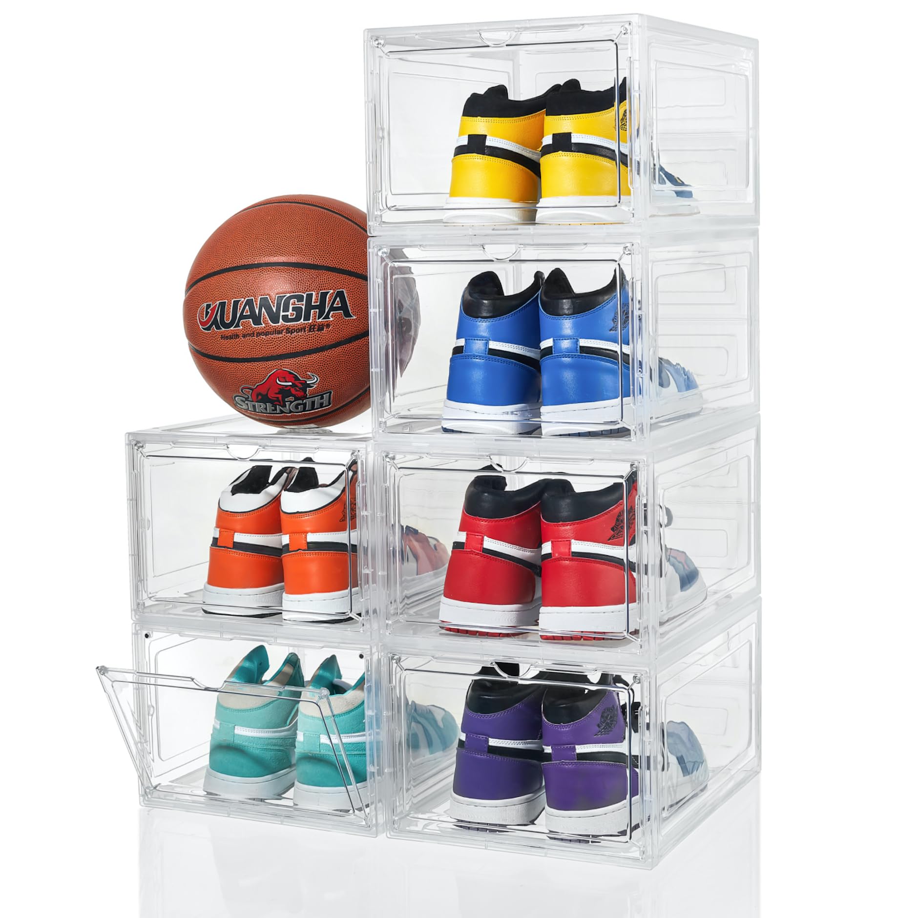 ZLLZUU Shoe Organizer Shoe Storage Boxes, 6 Pack Large Drop Front Shoe ...