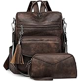 Sursee Fashion Backpack Purse for Women PU Leather Handbag Ladies Shoulder Bag Travel Backpack Satchel Bag, Coffee