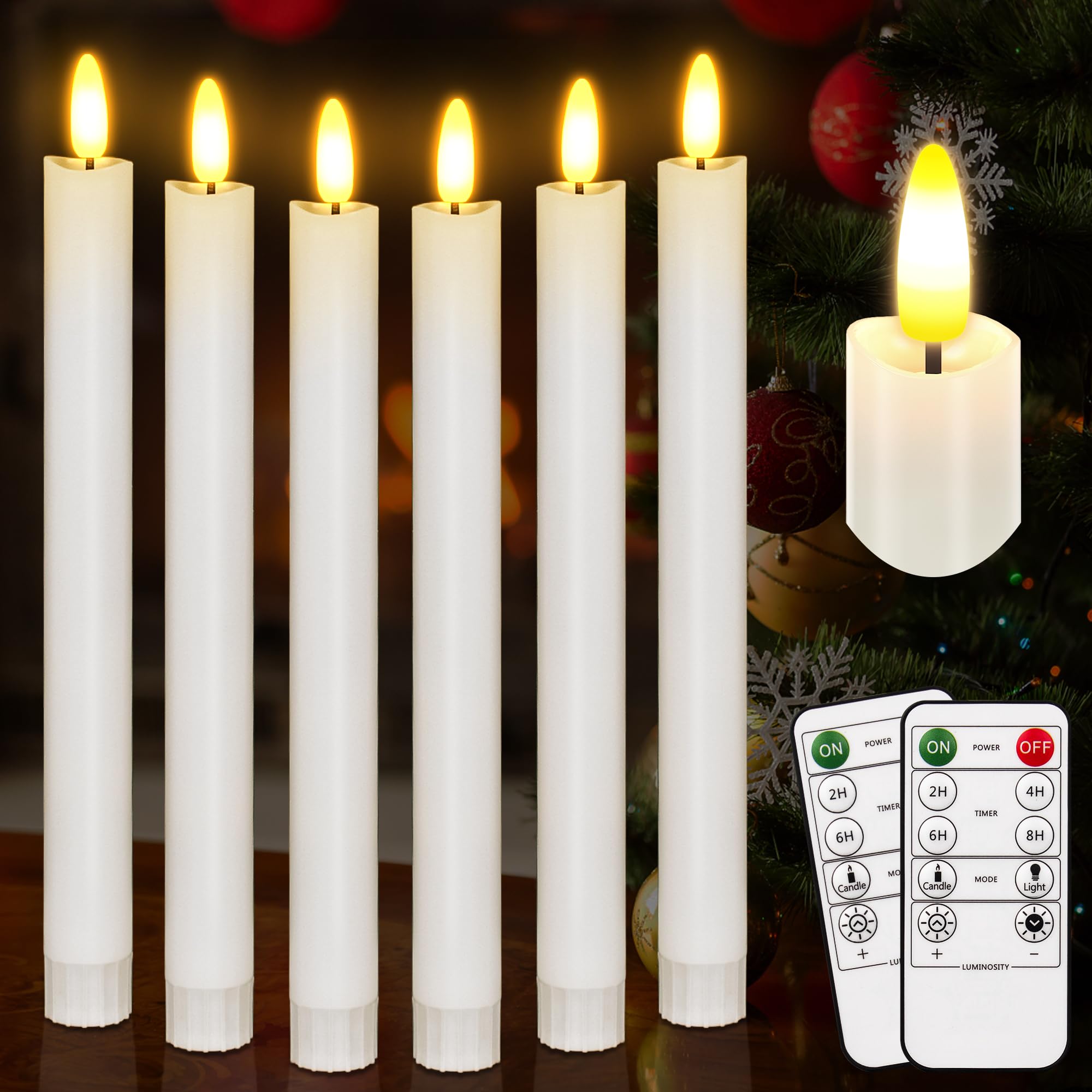 Photo 1 of **UNTESTED**
Flameless Taper Candles with Remote, 500H Battery Operated Tapers Candle, Led Flickering Flameless Candlesticks Classic Tall Taper Candles for Christmas Home, Wedding, Party, 9.8 inches (White)