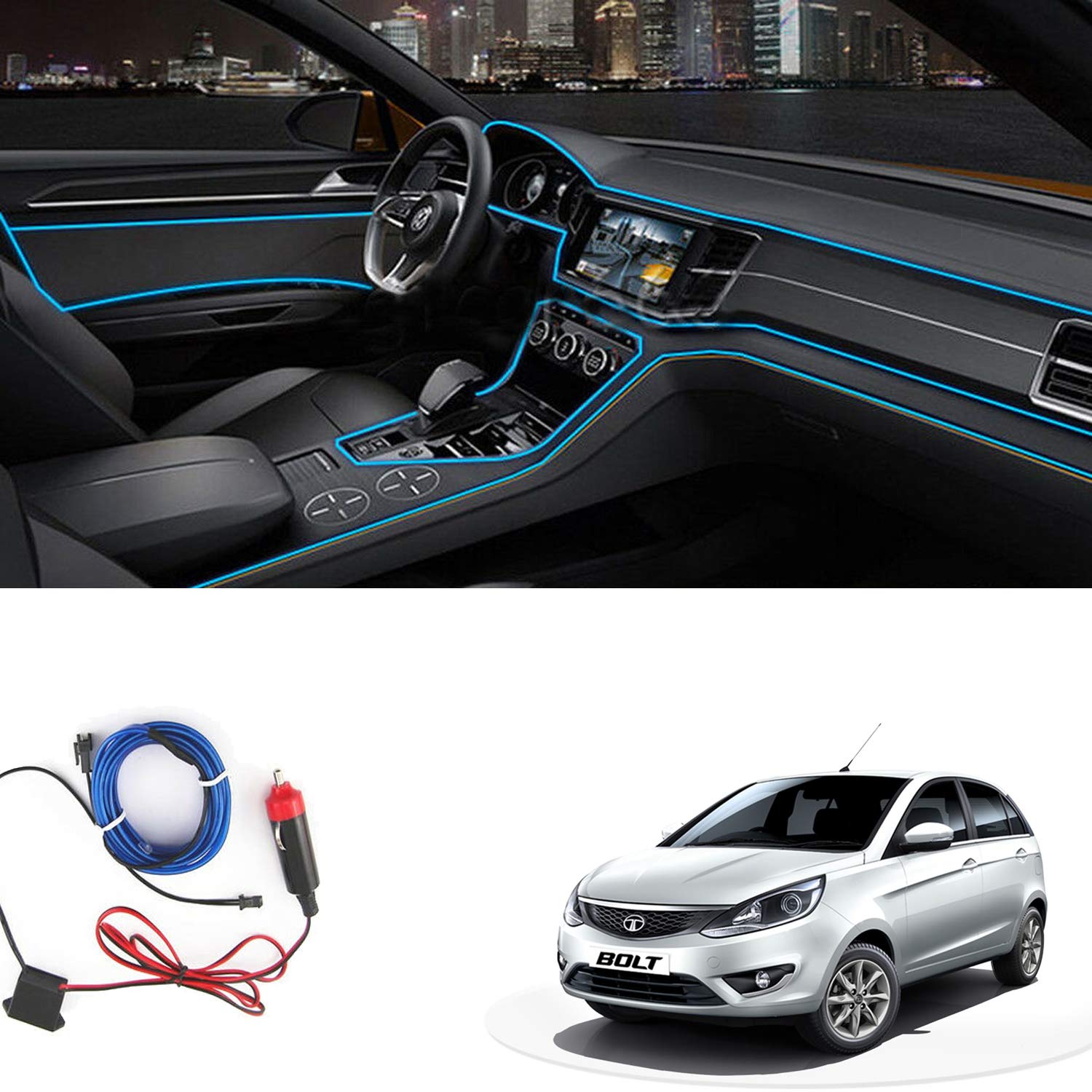 Semaphore Led Strip Lights For Cars Interior El Wire Neon Blue